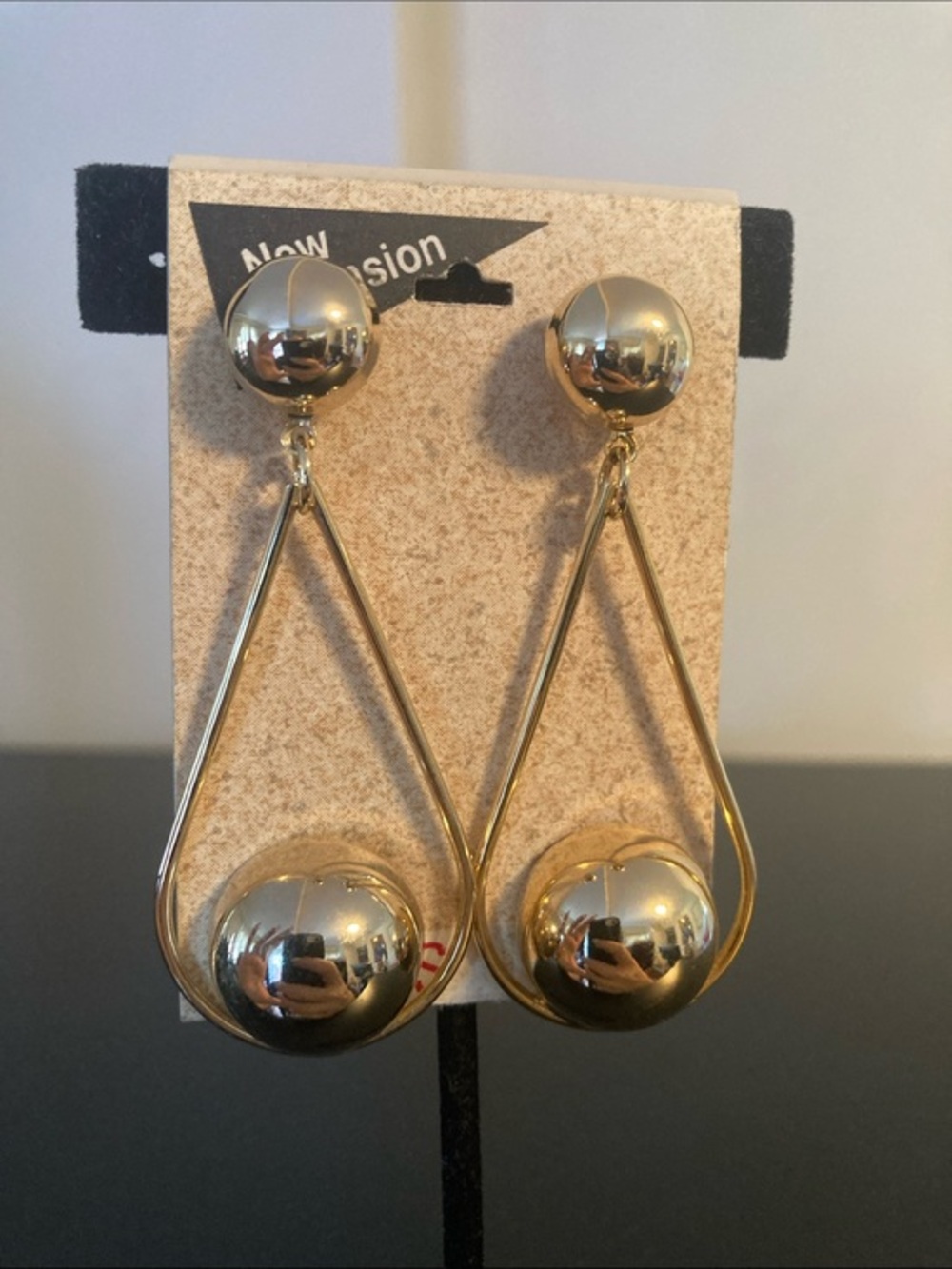 Gold Teardrop Ball Drop Earrings